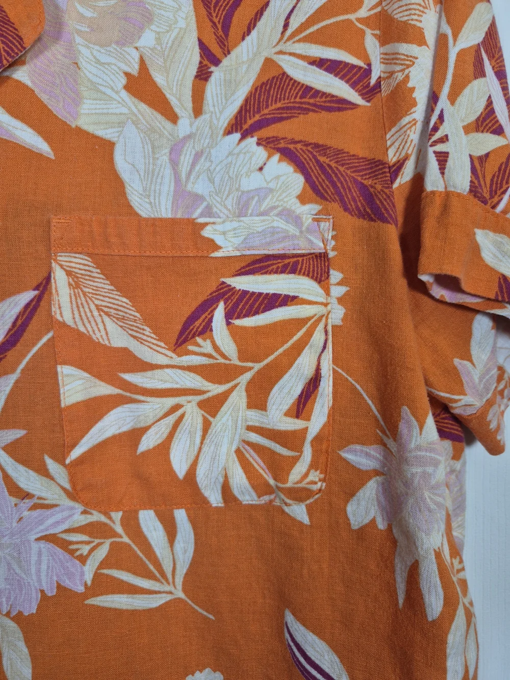 Cynthia Rowley Linen Blend Tropical Floral Pajama Short Set Orange Size Large - Picture 7 of 9